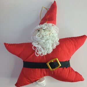 Cloth Star Santa Christmas Ornament 8"